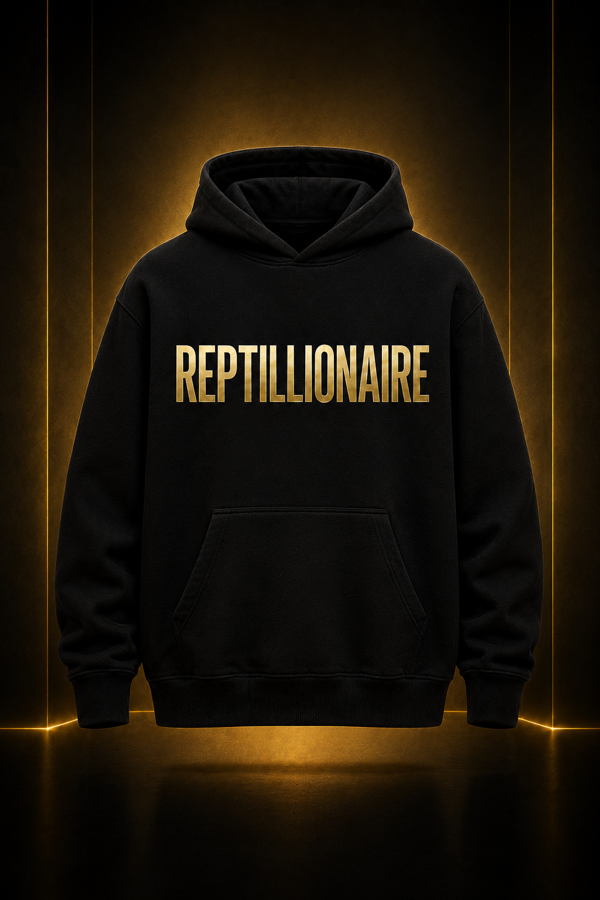 Reptillionaire gold-foil black hoodie